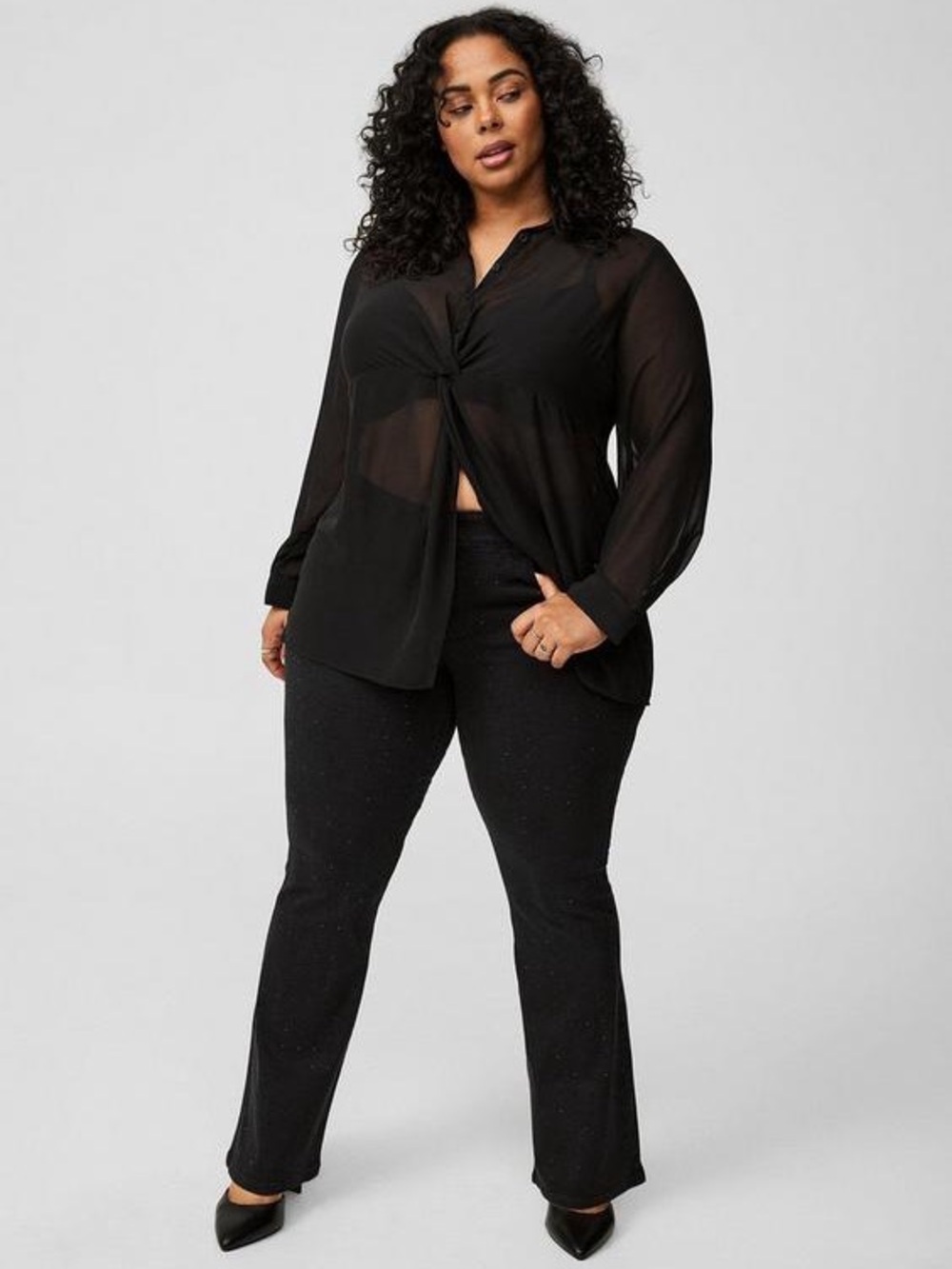 Torrid NWT twist front tunic blouse, black, 2X